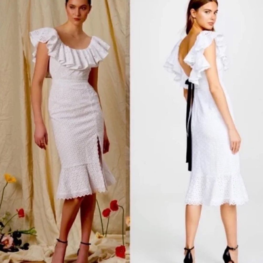 SALONI White Ella Eyelet Cotton Dress